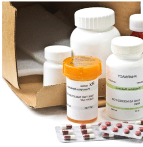 delivery box with prescription bottles